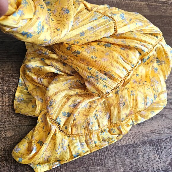 Urban Outfitters Picnic Tiered Frock Short Sleeve Dress XS Glowy Golden Yellow - Picture 8 of 12